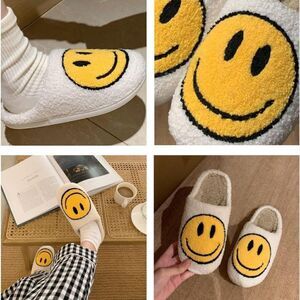 Fuzzy Smiley Slippers